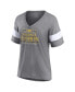 Фото #4 товара Women's Heather Gray Michigan Wolverines College Football Playoff 2023 National Champions Outstanding Achievement Retro Tri-Blend V-Neck T-shirt