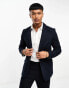 Only & Sons slim fit linen mix suit jacket in navy