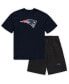 Фото #2 товара Men's Navy, Heathered Charcoal New England Patriots Big and Tall T-shirt and Shorts Set