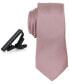 Фото #1 товара Men's Solid Tie & 1" Tie Bar Set