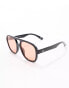 AIRE Whirlpool oversized aviator sunglasses with tan tint lense in black