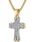 ფოტო #3 პროდუქტის Men's Diamond Cross 22" Pendant Necklace (1/3 ct. t.w.) in Gold-Tone Ion-Plated Stainless Steel