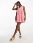 JDY exclusive tie back frill detail mini dress in pink ditsy floral