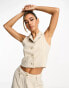 Miss Selfridge co-ord button through waistcoat in taupe pinstripe