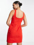 Фото #3 товара ASOS DESIGN racer neck structured mini dress with seam detail in red