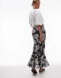 Topshop sketchy vintage floral godet skirt in monochrome