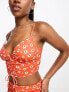 Фото #4 товара ASOS DESIGN co-ord cami crop top with front ruching in orange red floral