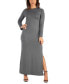 ფოტო #1 პროდუქტის Women's Long Sleeve Side Slit Fitted Maxi Dress