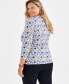 ფოტო #4 პროდუქტის Plus Size Printed Henley 3/4-Sleeve Top, Created for Macy's