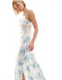 Фото #2 товара Emory Park satin floral print maxi dress in blue cream floral