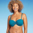 Фото #3 товара Women's Light Lift Shirred Underwire Bikini Top - Shade & Shore Teal Blue 34B