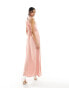 Vila Bridesmaid satin twist halterneck maxi dress in rose pink