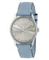ფოტო #1 პროდუქტის Women's Swiss G-Timeless Slim Light Blue Leather Strap Watch 29mm