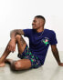 Фото #1 товара ASOS DESIGN t-shirt and shorts lounge set with christmas dinosaur print in navy