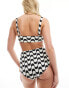 Фото #4 товара & Other Stories high waist bikini bottoms in black & white wave print