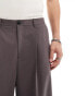 Weekday Uno loose fit tailored trousers in brown melange