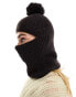 COLLUSION bobble balaclava in chocolate