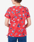 ფოტო #2 პროდუქტის Women's Stars Side Tie Short Sleeve Tee