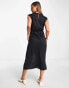 ASOS DESIGN sleeveless tuck detail midi dress in black 36 - фото #6