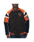 ფოტო #1 პროდუქტის Men's Black Chicago Bears Faux Suede Raglan Full-Zip Varsity Jacket