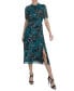 Фото #1 товара julia jordon Women's Printed Mock-Neck Short-Sleeve Dress