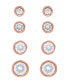 ფოტო #1 პროდუქტის Rose Gold Plated 4-Pair Cubic Zirconia Graduated Bezel Earrings Set