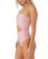 Фото #3 товара Juniors' Mizi Asymmetric Ribbed Metallic One-Piece Swimsuit