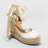 Фото #1 товара Women's Adriana Ankle Wrap Wedge Heels - Universal Thread Cream 9.5
