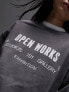 Фото #5 товара Topshop graphic open works vintage wash oversized sweat in charcoal