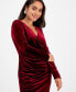 Фото #4 товара Petites Velvet Wrap Mini Dress, Created for Macy's