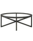 Modern Tempered Glass Coffee Table with Wood Base