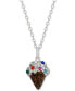 Фото #1 товара Giani Bernini crystal Pavé Ice Cream 18" Pendant Necklace in Sterling Silver, Created for Macy's