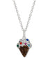 ფოტო #1 პროდუქტის Crystal Pavé Ice Cream 18" Pendant Necklace in Sterling Silver, Created for Macy's