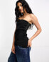 Фото #1 товара River Island bandeau asymmetric zip side top in black