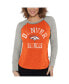 Фото #1 товара Women's Orange, Heather Gray Distressed Denver Broncos Waffle Knit Raglan Long Sleeve T-shirt