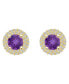 ფოტო #2 პროდუქტის Amethyst (1-1/2 ct. t.w.) and Diamond (1/2 ct. t.w.) Halo Stud Earrings in 14K Yellow Gold
