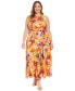 Фото #1 товара Plus Size Floral-Print Chiffon Maxi Dress