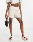 Фото #2 товара Vero Moda pleat front linen blend shorts in stone