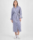 Фото #1 товара Women's Striped Long-Sleeve Cotton Shirtdress