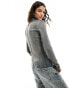 Фото #8 товара Weekday Anja long sleeve zip through top in blue and beige wash