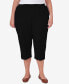 Plus Size Classic Stretch Waist Accord Capri Pants with Button Hem