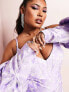 Фото #2 товара ASOS LUXE Curve bardot sleeve mini dress in purple jacquard