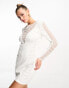 Фото #1 товара Starlet exclusive embellished long sleeve mini dress in white