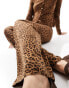 Фото #3 товара Bershka knitted wide leg trousers co-ord in leopard print