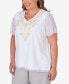 Plus Size Charleston Embroidered Top with Lace Sleeves
