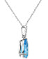 ფოტო #2 პროდუქტის Blue Topaz (5 ct. t.w.) & Diamond Accent Pendant Necklace in 14k White Gold, 16" + 2" extender