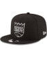 ფოტო #1 პროდუქტის New Era Men's Black Sacramento Kings Black White Logo 9fifty Adjustable Snapback Hat