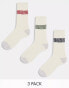 Фото #1 товара ASOS DESIGN 3 pack twist stripe sock in cream