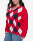 Фото #3 товара Plus Size Ivy Cotton Argyle Sweater