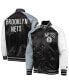 ფოტო #2 პროდუქტის Men's Black, Gray Brooklyn Nets Reliever Varsity Satin Raglan Full-Snap Jacket